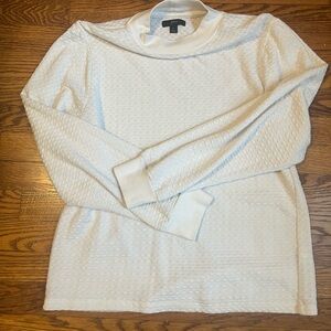 J. Crew Ivory Textured Knit Top Mock Neck Puff Sleeve Women’s Size Large